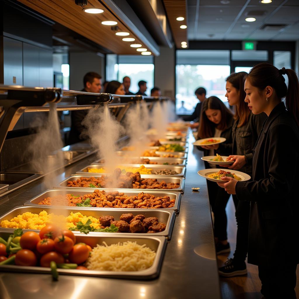 Hot Food Counter at a Buffet Restaurant