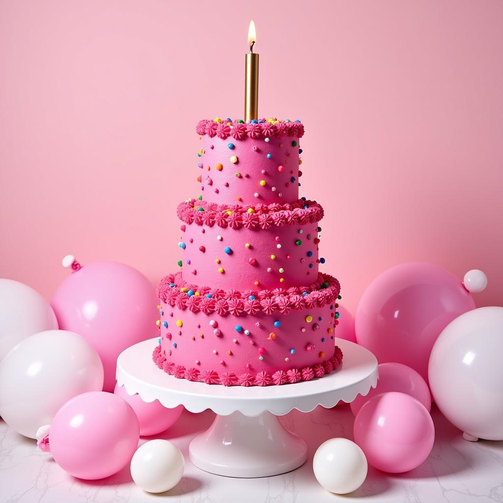 Hot Pink Birthday Cake with Sprinkles