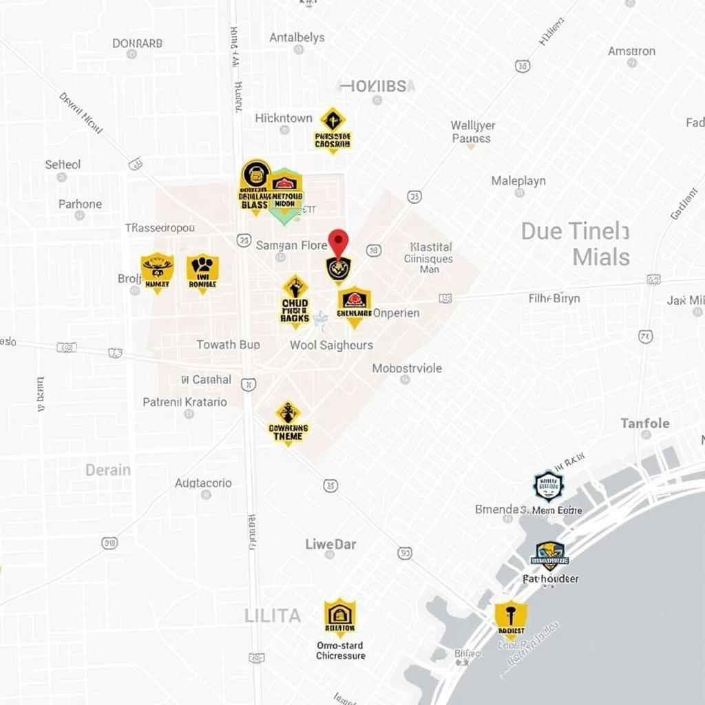 Map of Houston highlighting restaurants with Thursday food deals