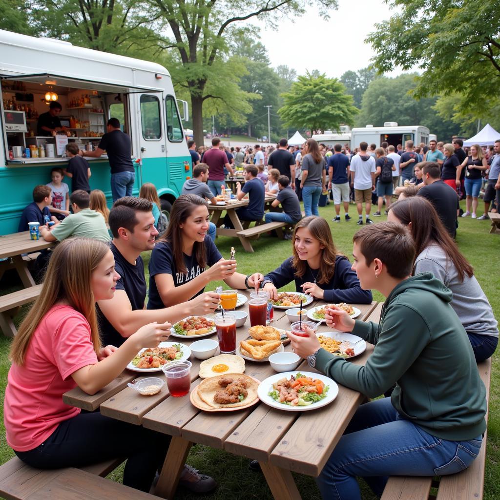 Crowd enjoying Hudson food truck festival