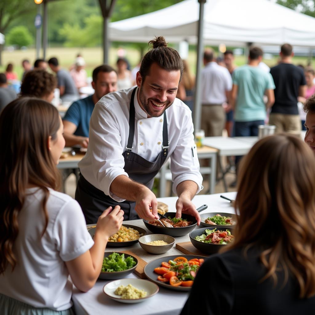 Chef Demonstrating Local Cuisine at a Hudson Valley Food Festival