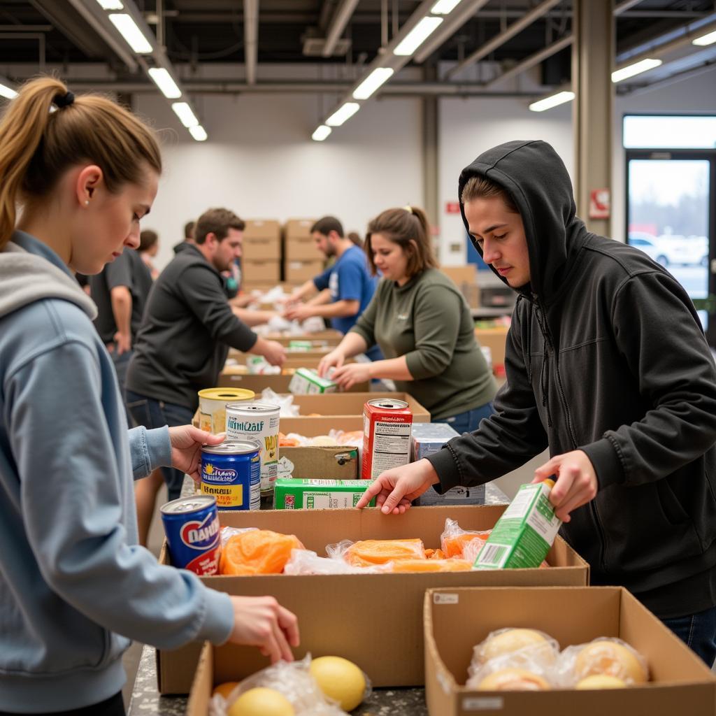 Volunteers Sorting Food at a Hudson, WI Food Bank