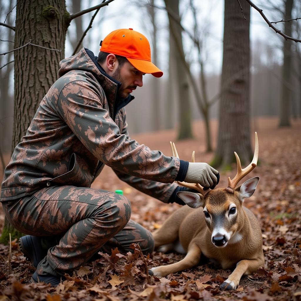 Hunter Setting Up Deer Attractant