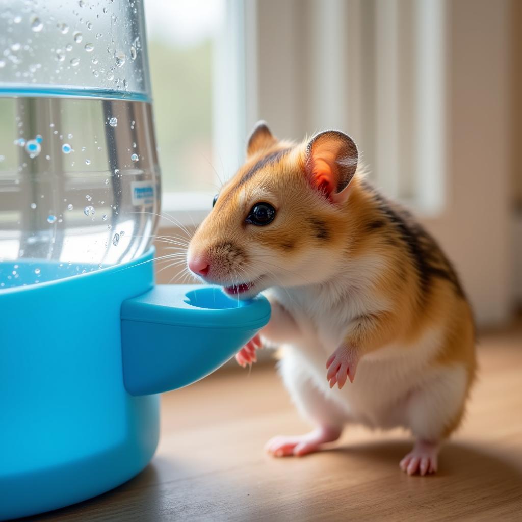 Hydrated Hamster Drinking Water