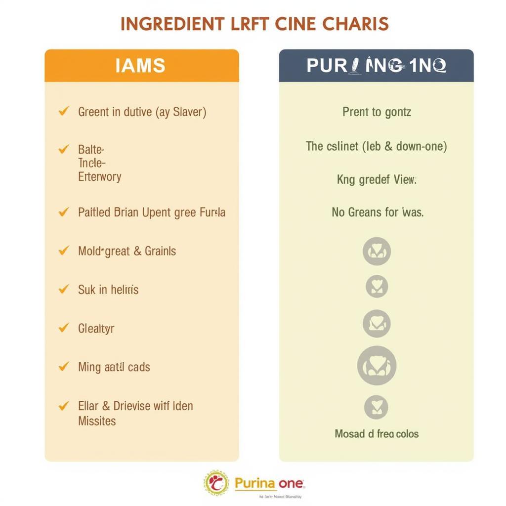 Iams vs Purina One Ingredient Comparison Chart