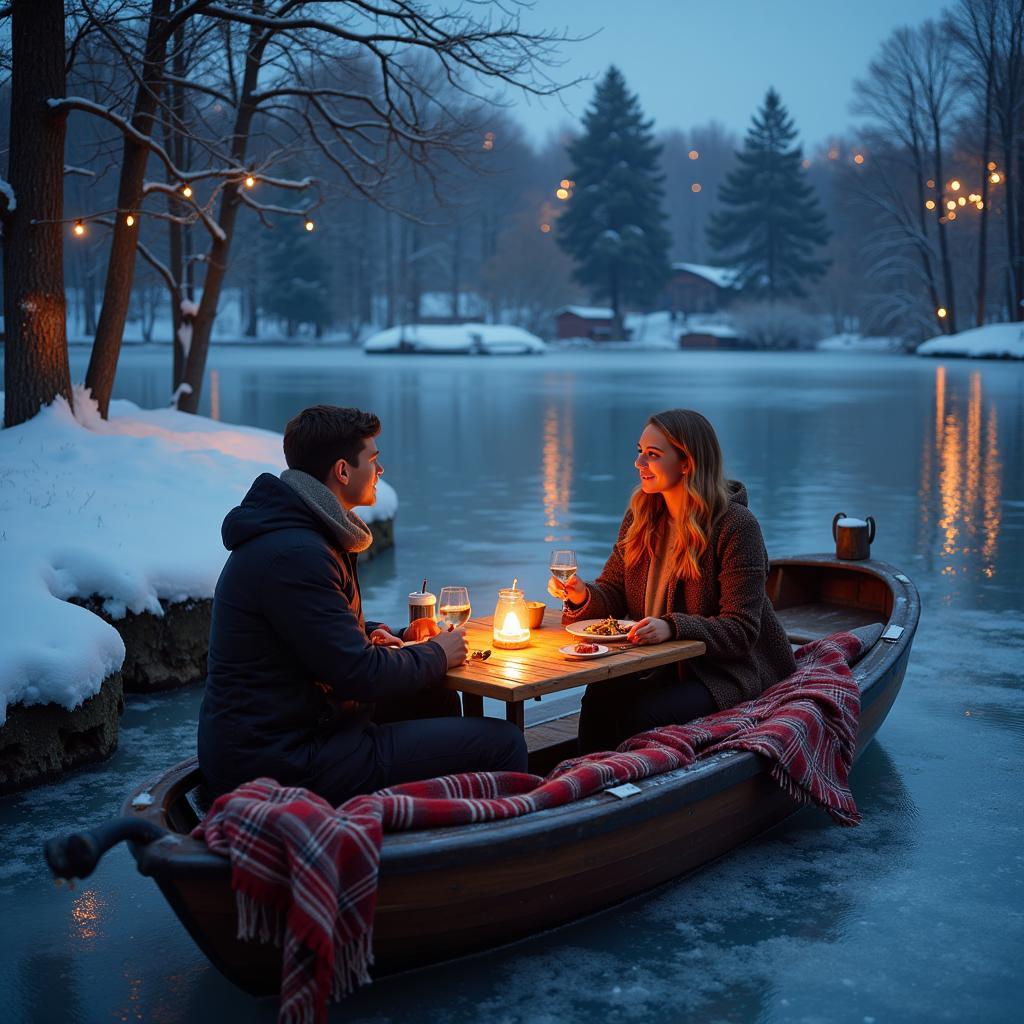 Cozy Winter Dining on an Ice Boat