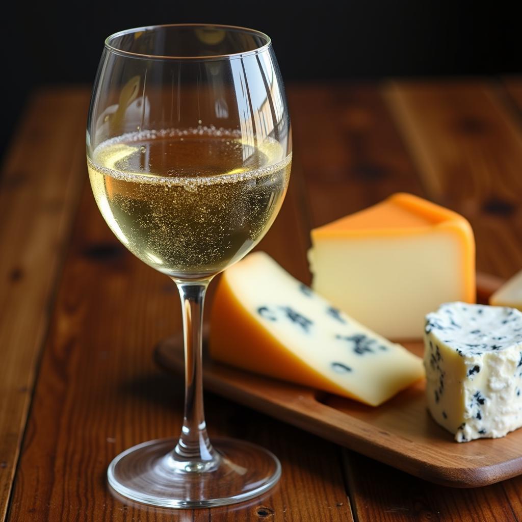 Ice wine paired with a selection of cheeses