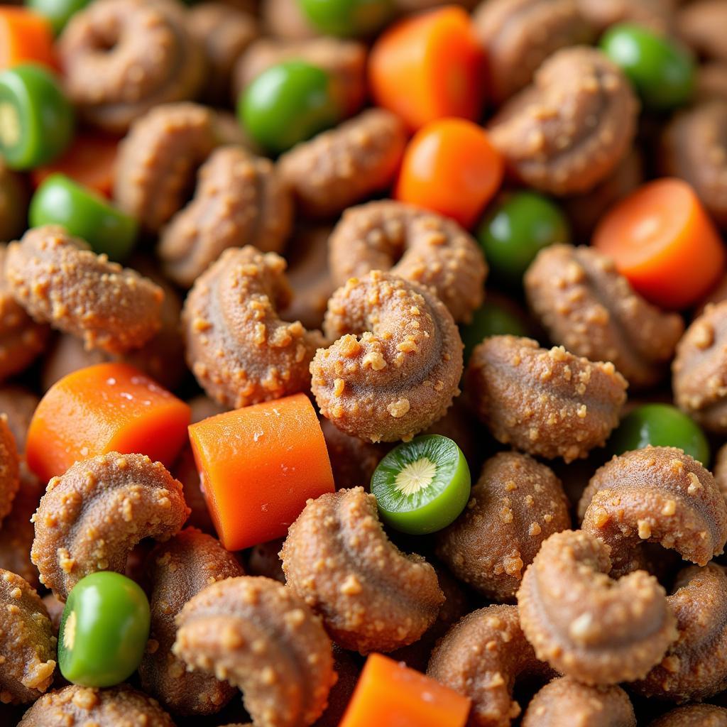 Close-up of Duck Dog Food Ingredients