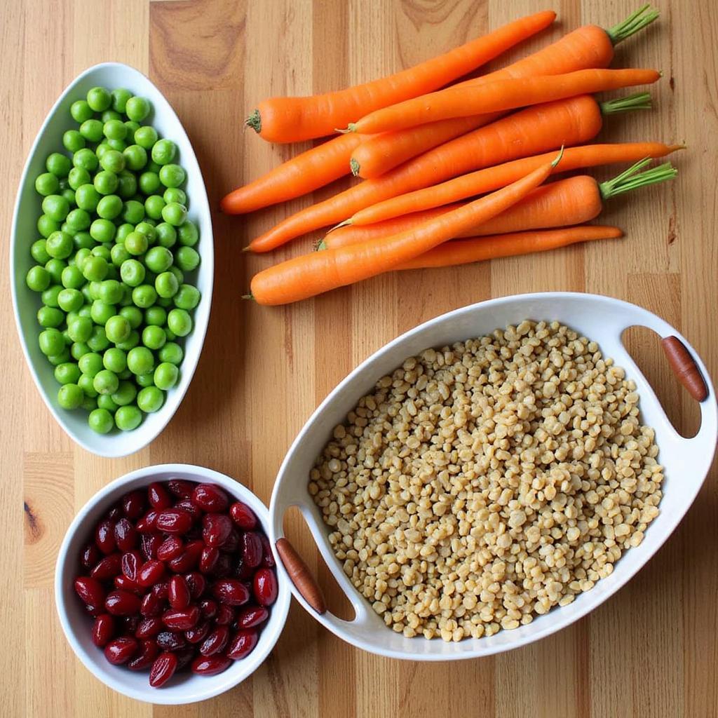 Close-up of ingredients used in vegan cat food.