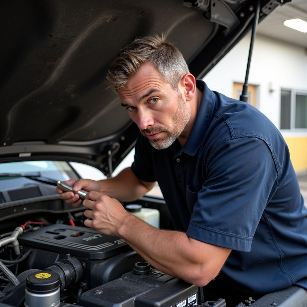 Inspecting a Food Truck Engine