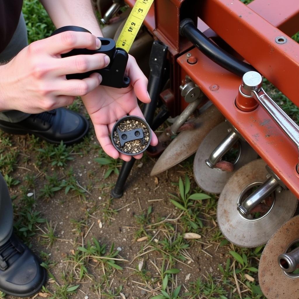 Inspecting Used Food Plot Drill Components