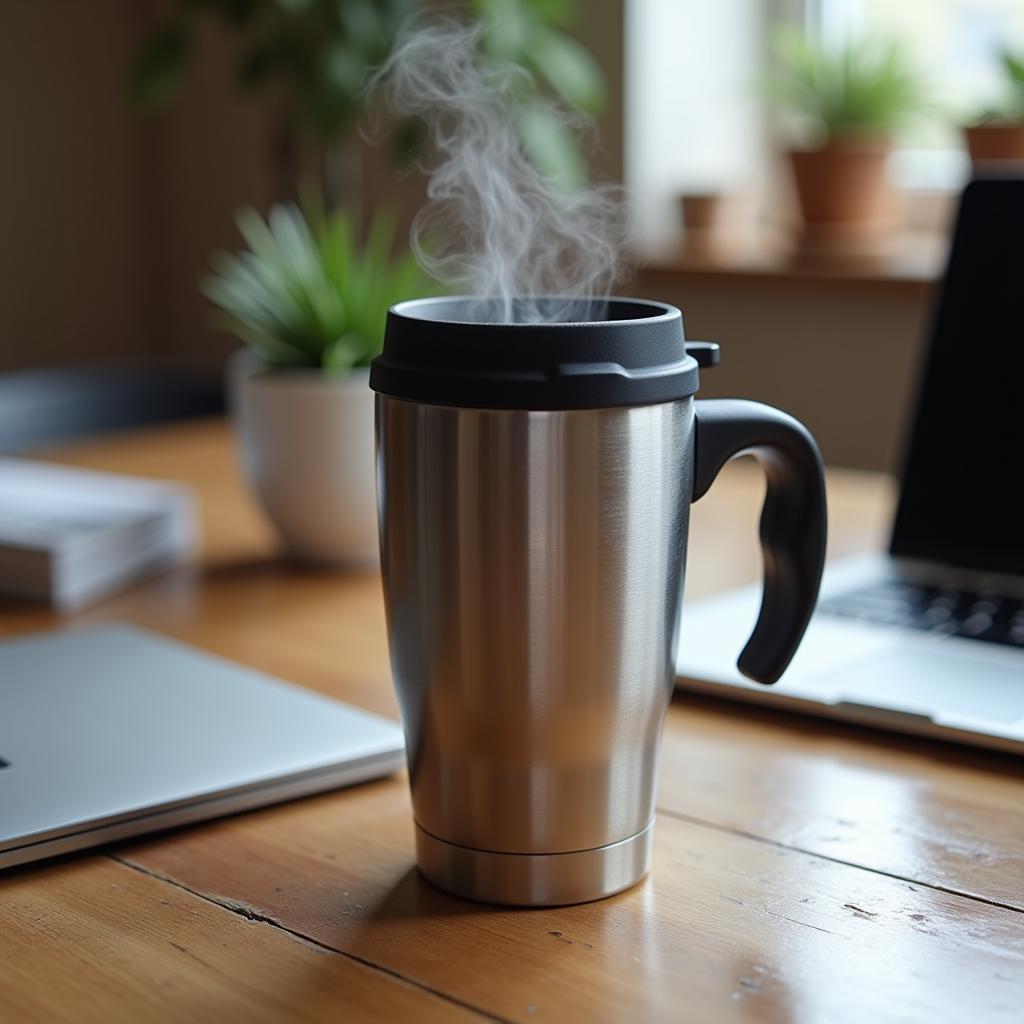 Insulated travel mugs are a practical choice for transporting hot beverages on the go.