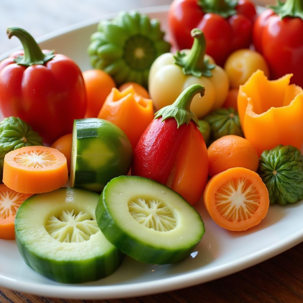 Intricate Vegetable Carved Food Flags