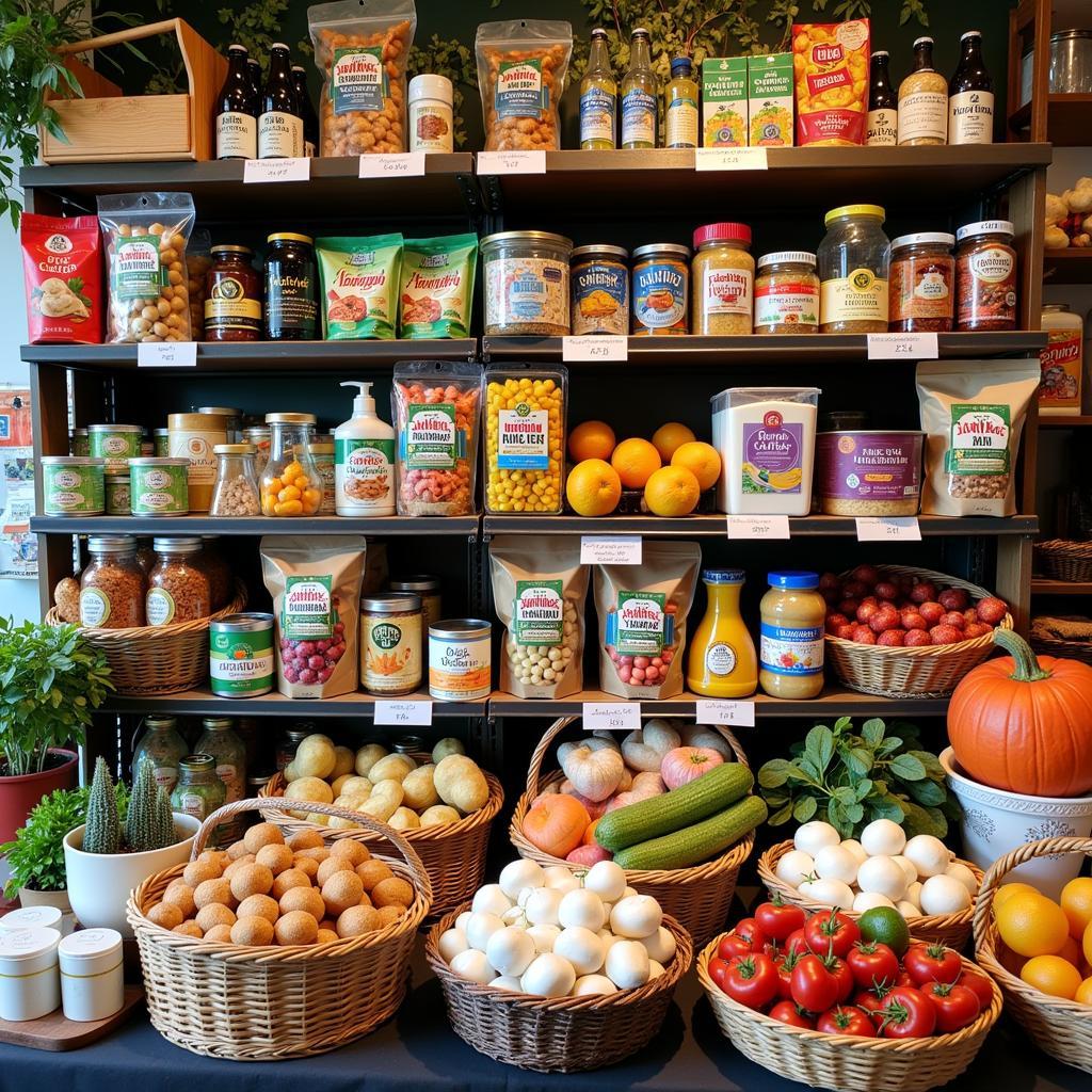 Vibrant Display of Irish Food Products at a Local Market