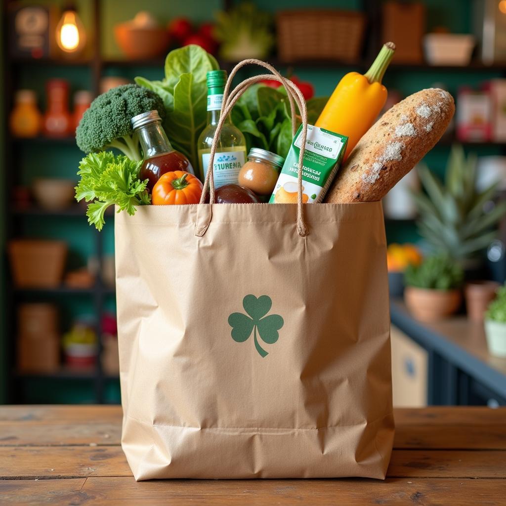 Shopping Bag Filled with Irish Groceries