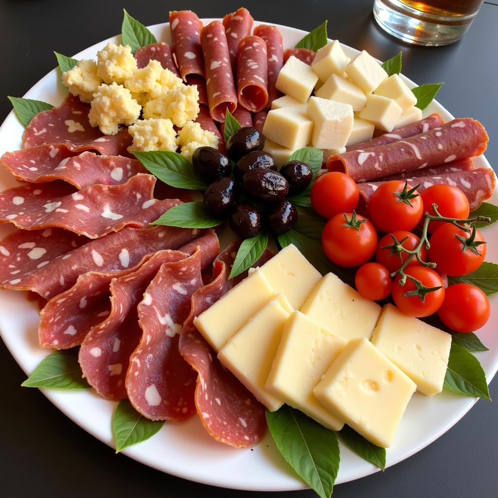 An Appealing Platter of Italian Antipasto Entradas