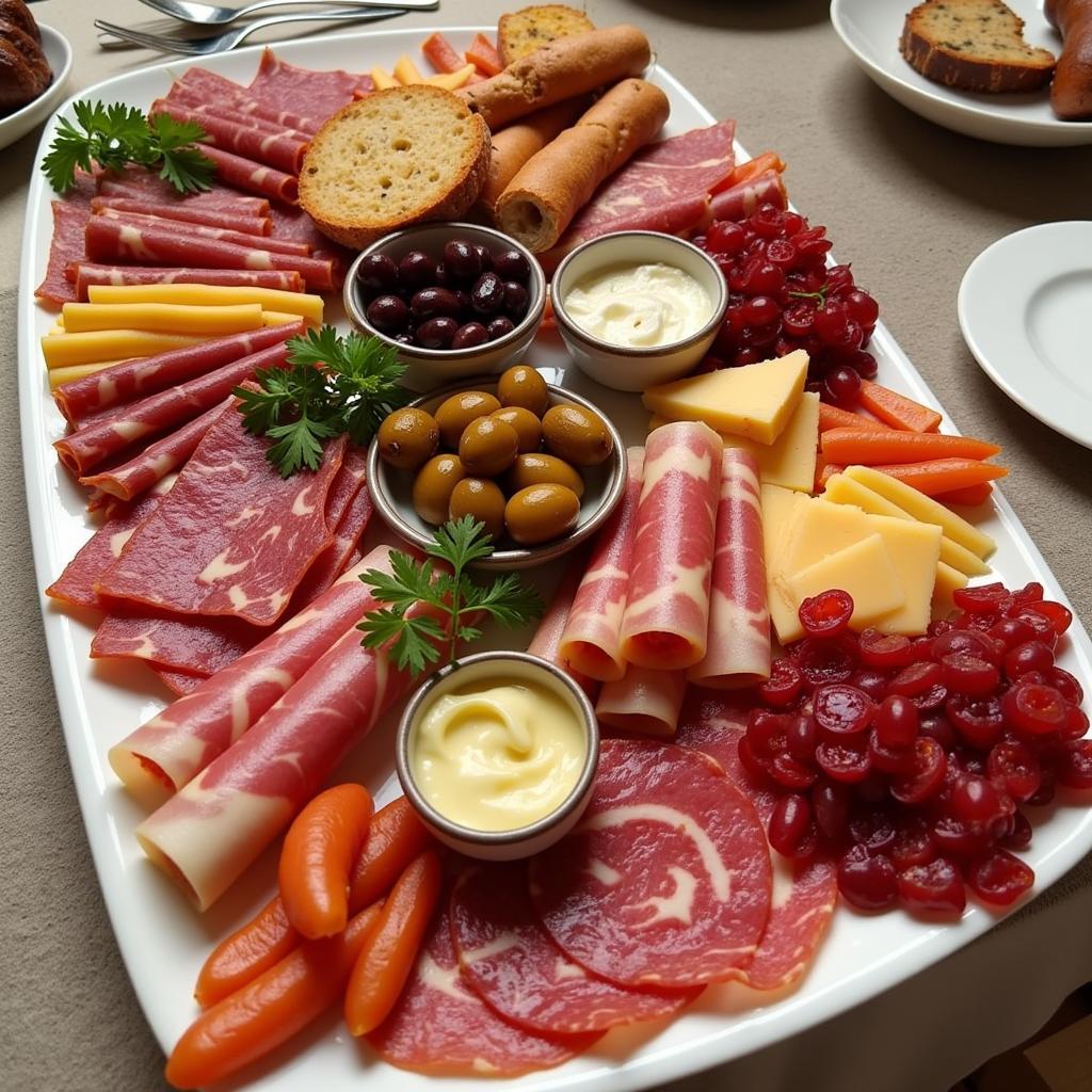 A selection of Italian cured meats, including prosciutto, salami, and mortadella.