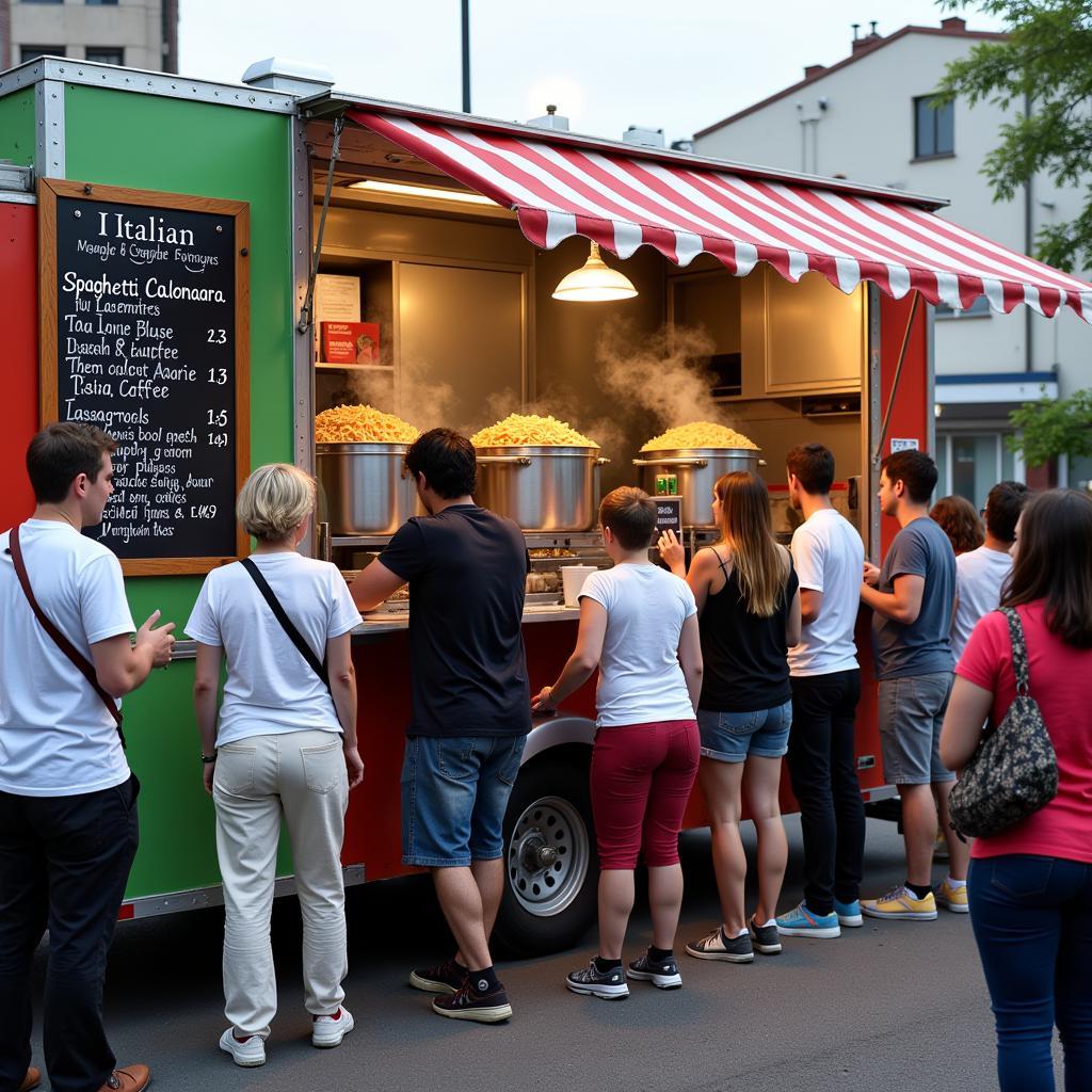 Italian food truck serving pasta dishes