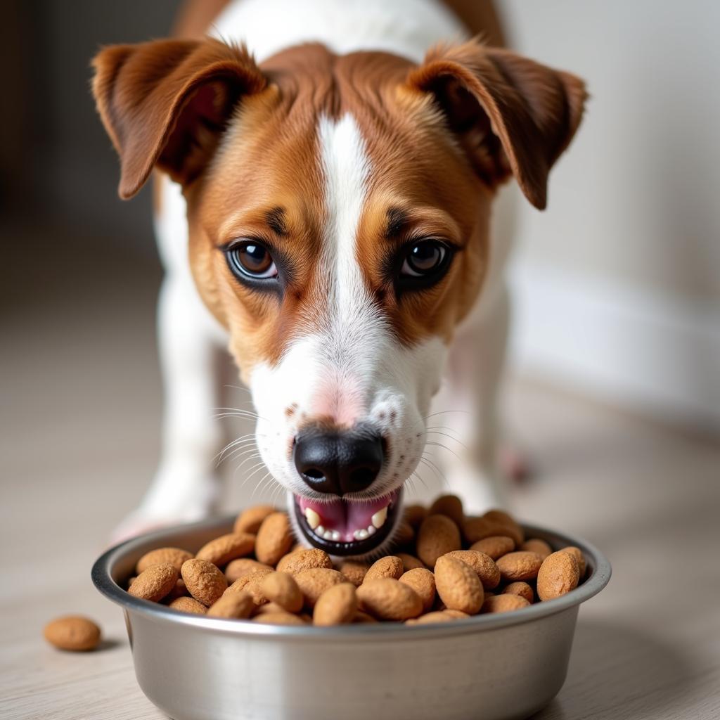 Jack Russell Terrier Enjoying Kibble