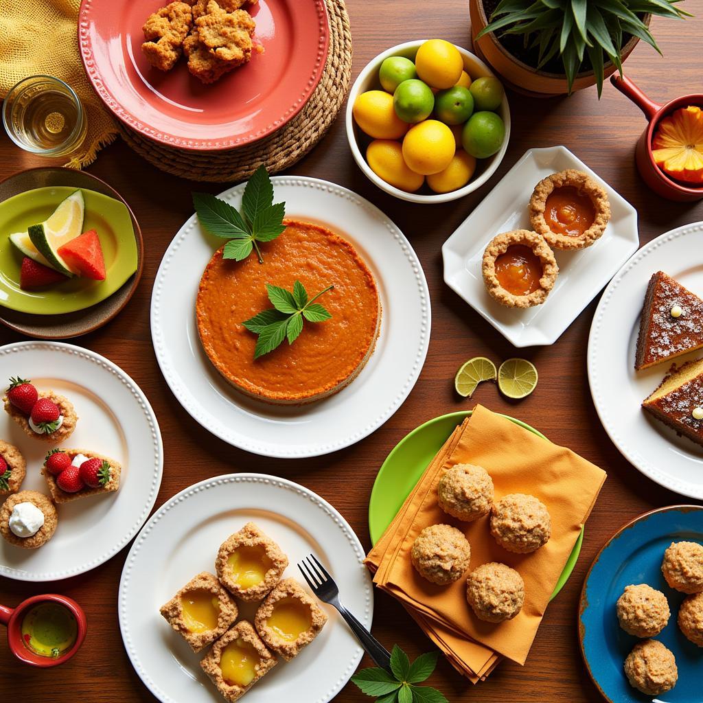 A table filled with Jamaican Thanksgiving desserts