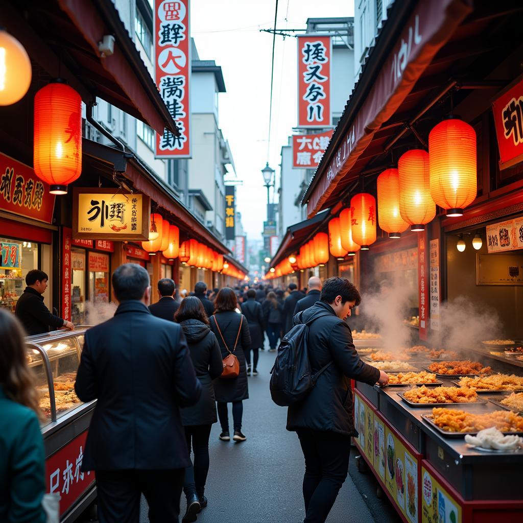 Vibrant Street Food Stalls at the Japanese Food Festival Sacramento