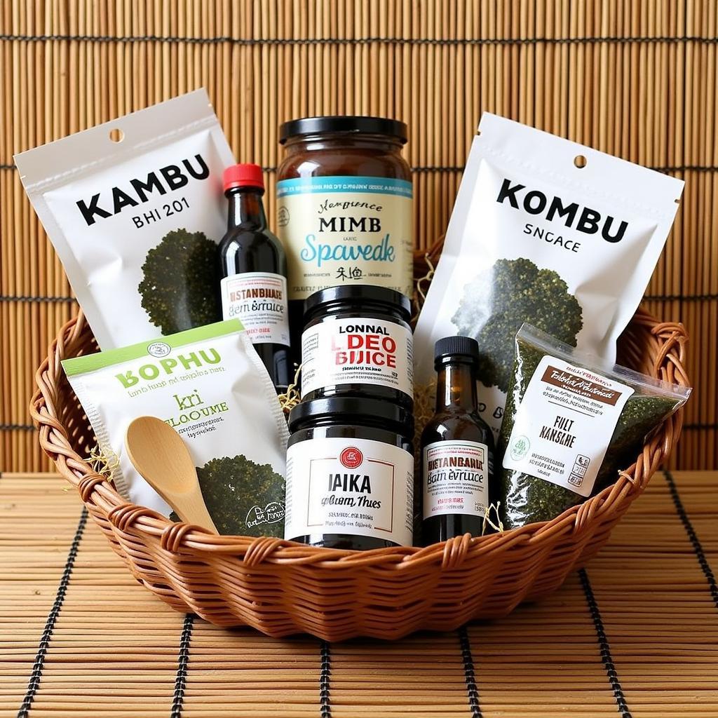 Japanese Savory Gift Basket with Dried Seaweed, Miso Paste, and Soy Sauce