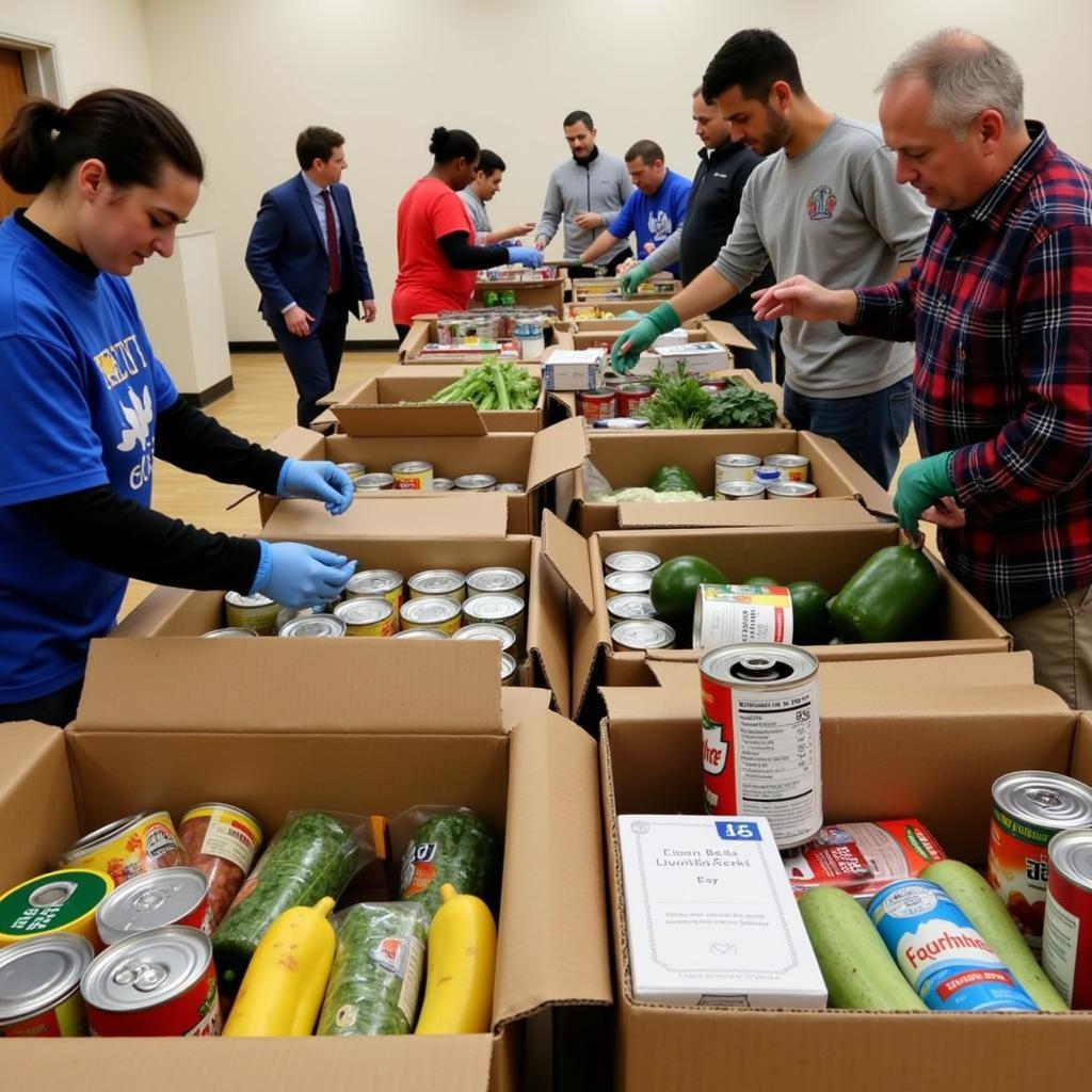 Volunteers Sorting Food Donations at Jason Lee Food Bank