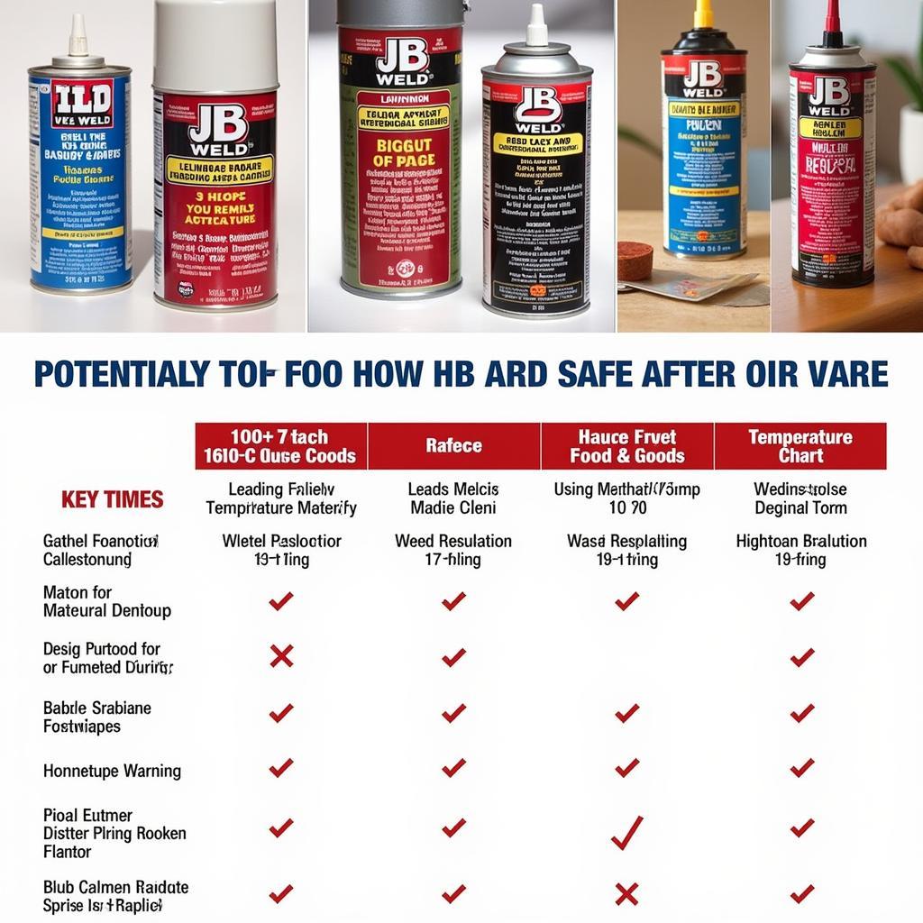 JB Weld Product Comparison Chart