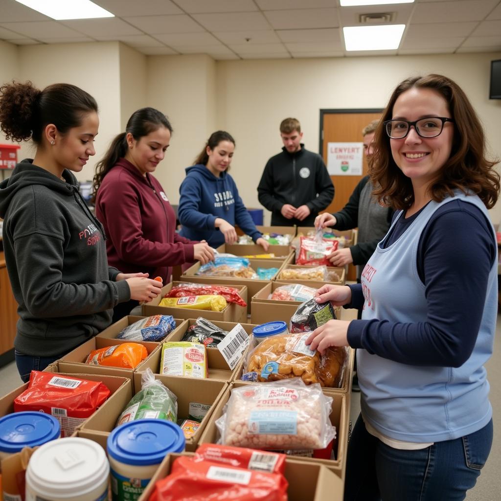 Volunteers Sorting Food Donations at a Jeffersonville Food Bank