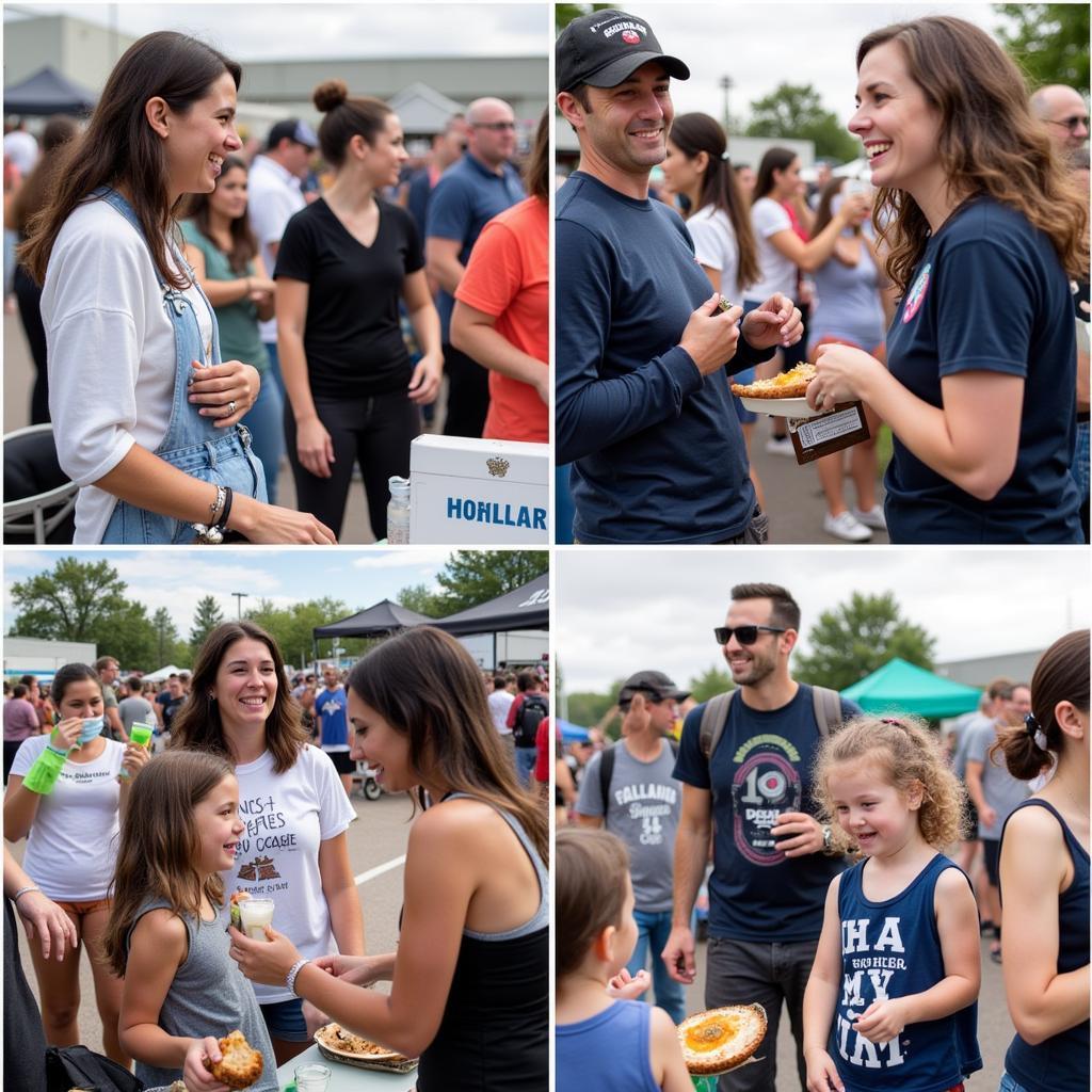 Images of people enjoying the festival, interacting with vendors, and enjoying the live music.