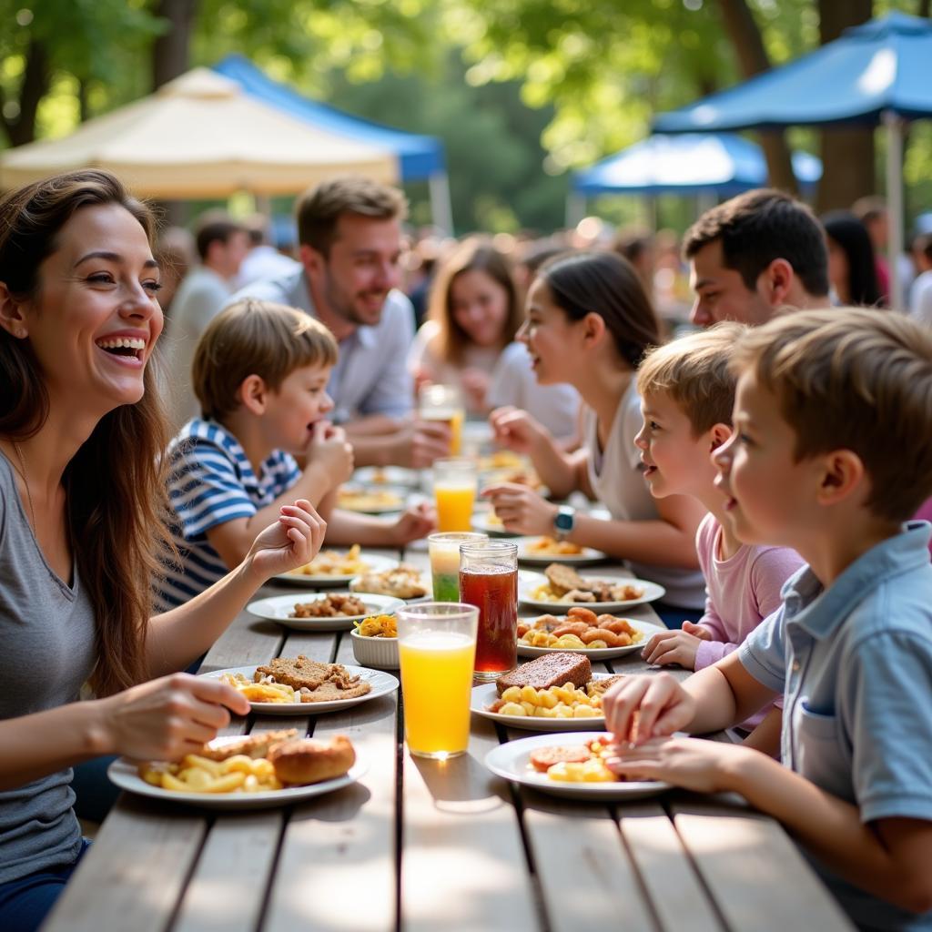 Families enjoying food at the Jewish Food Festival Savannah GA