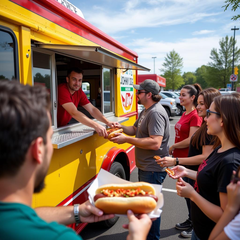 Johnny Dog Food Truck Serving Happy Customers