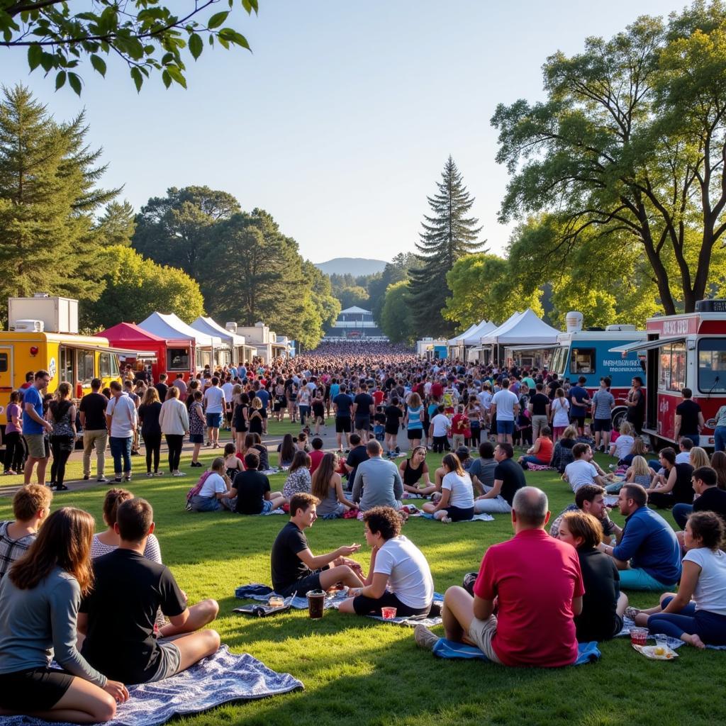 Crowds enjoying the Johnson Creek Food Truck Fest