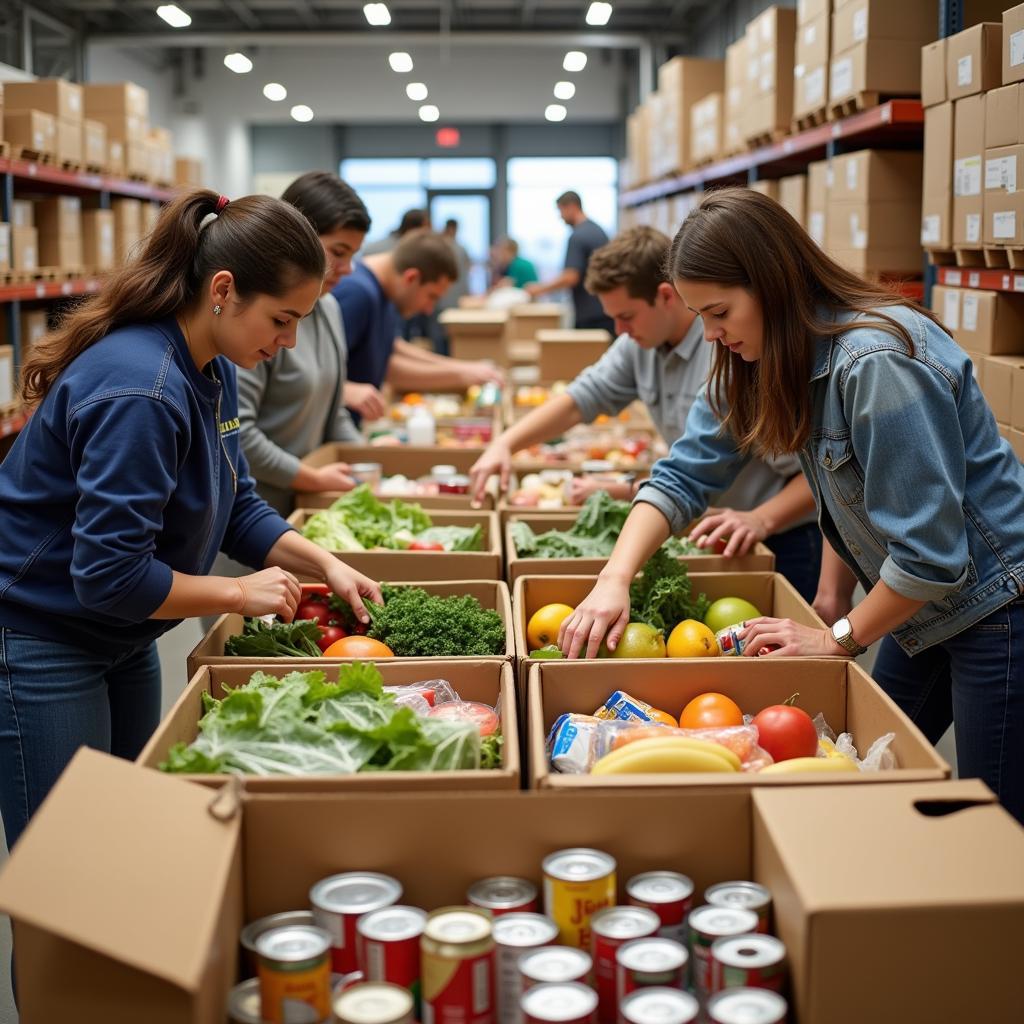 Volunteers Sorting Food at Johnston County Food Bank