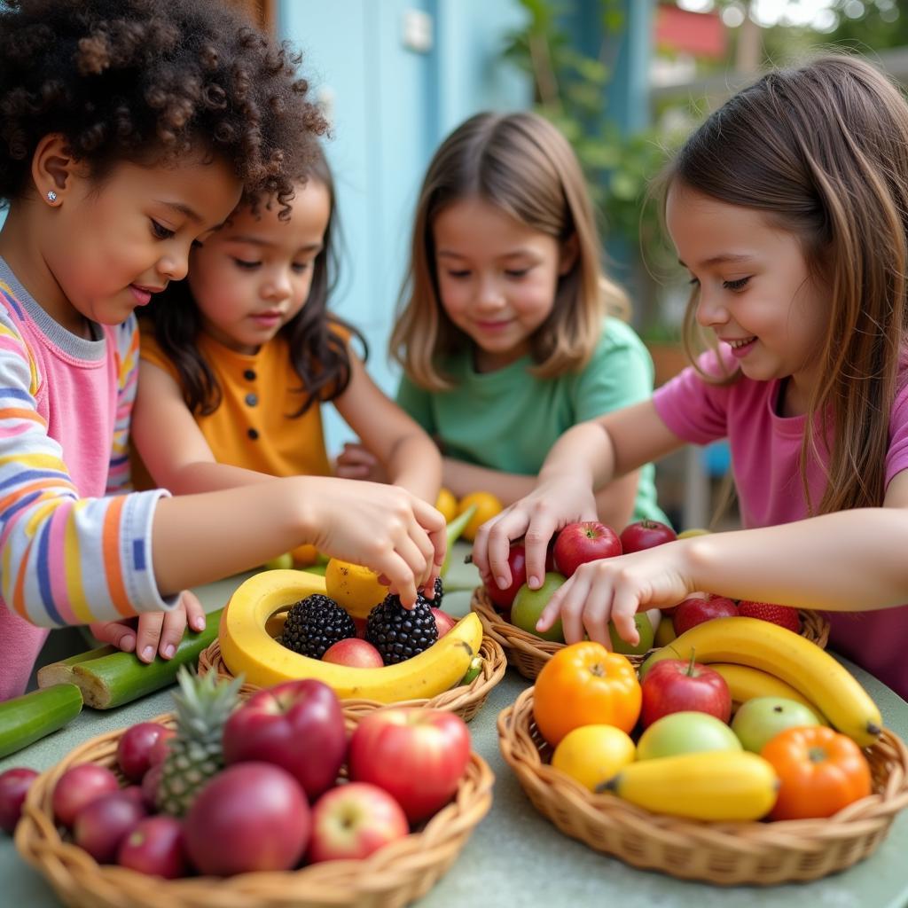 Kids Making Fruit Baskets for Food Basket Jobs