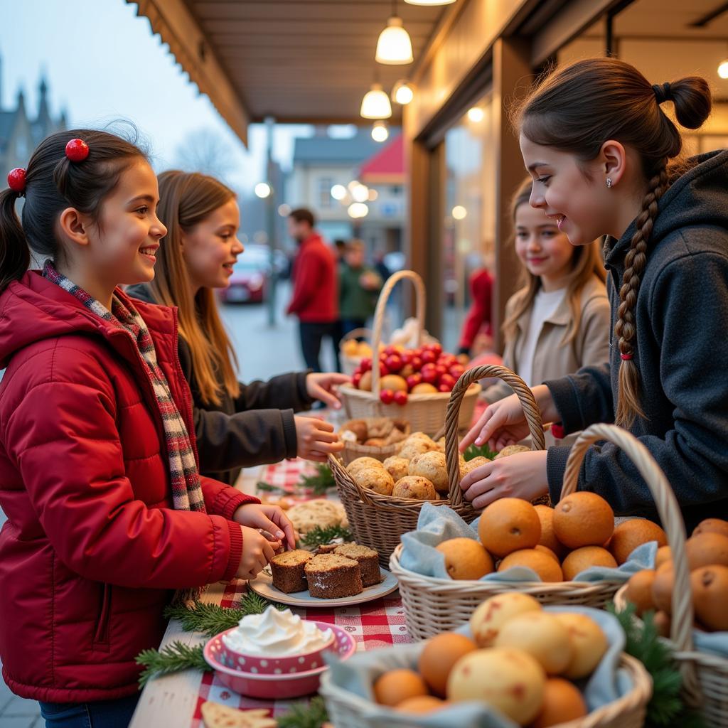 Kids Selling Holiday-Themed Food Baskets