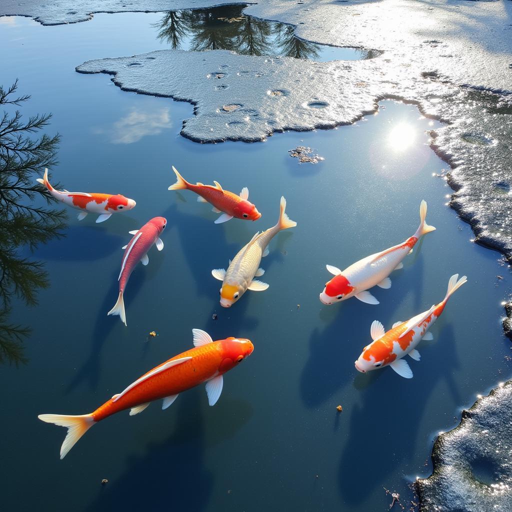 Koi in a Winter Pond