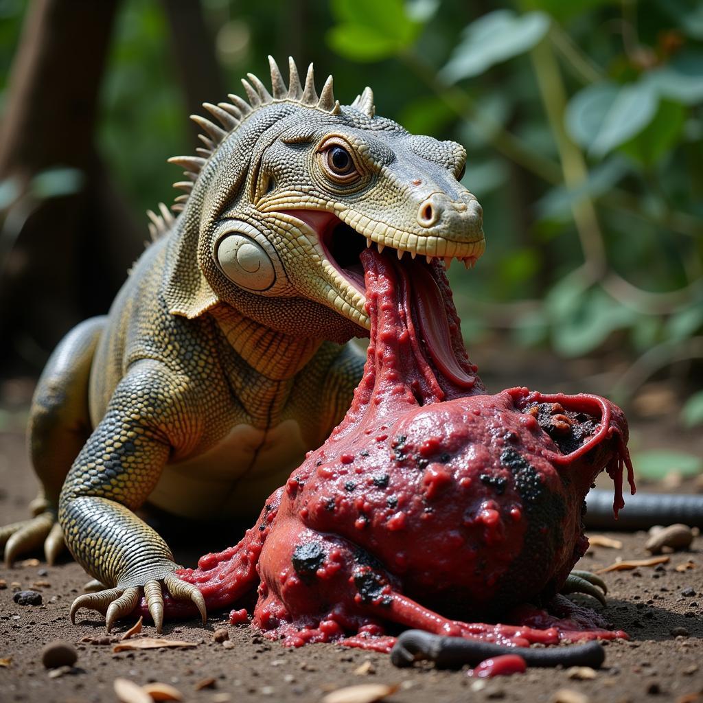 Komodo Dragon Eating