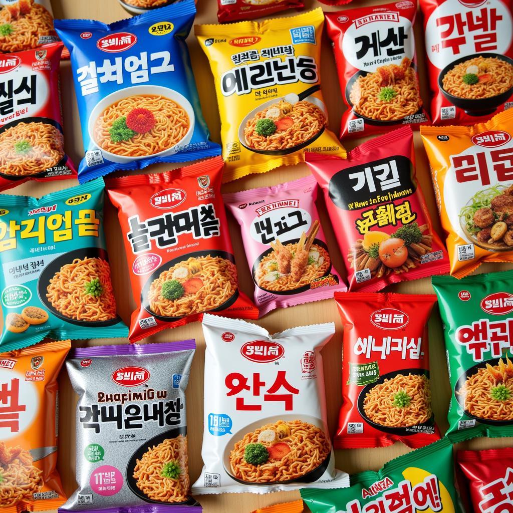 Variety of Korean Instant Ramyun Flavors