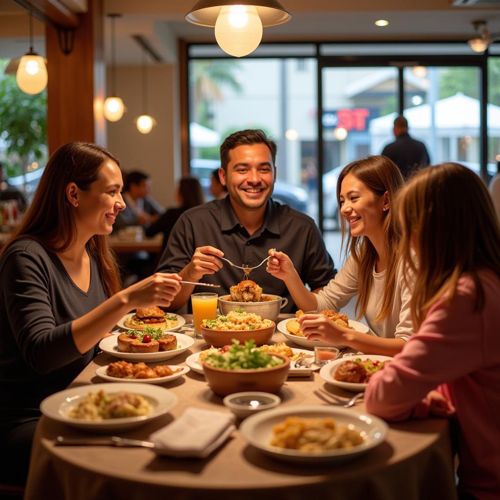 Family Enjoying Kosher Meal at Aventura Mall