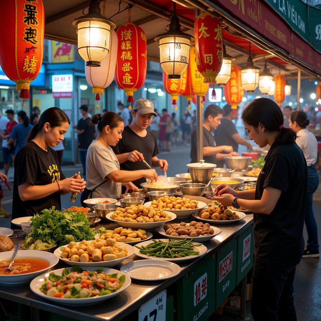 Vietnamese Street Food Vendors Serving La Chon Dishes