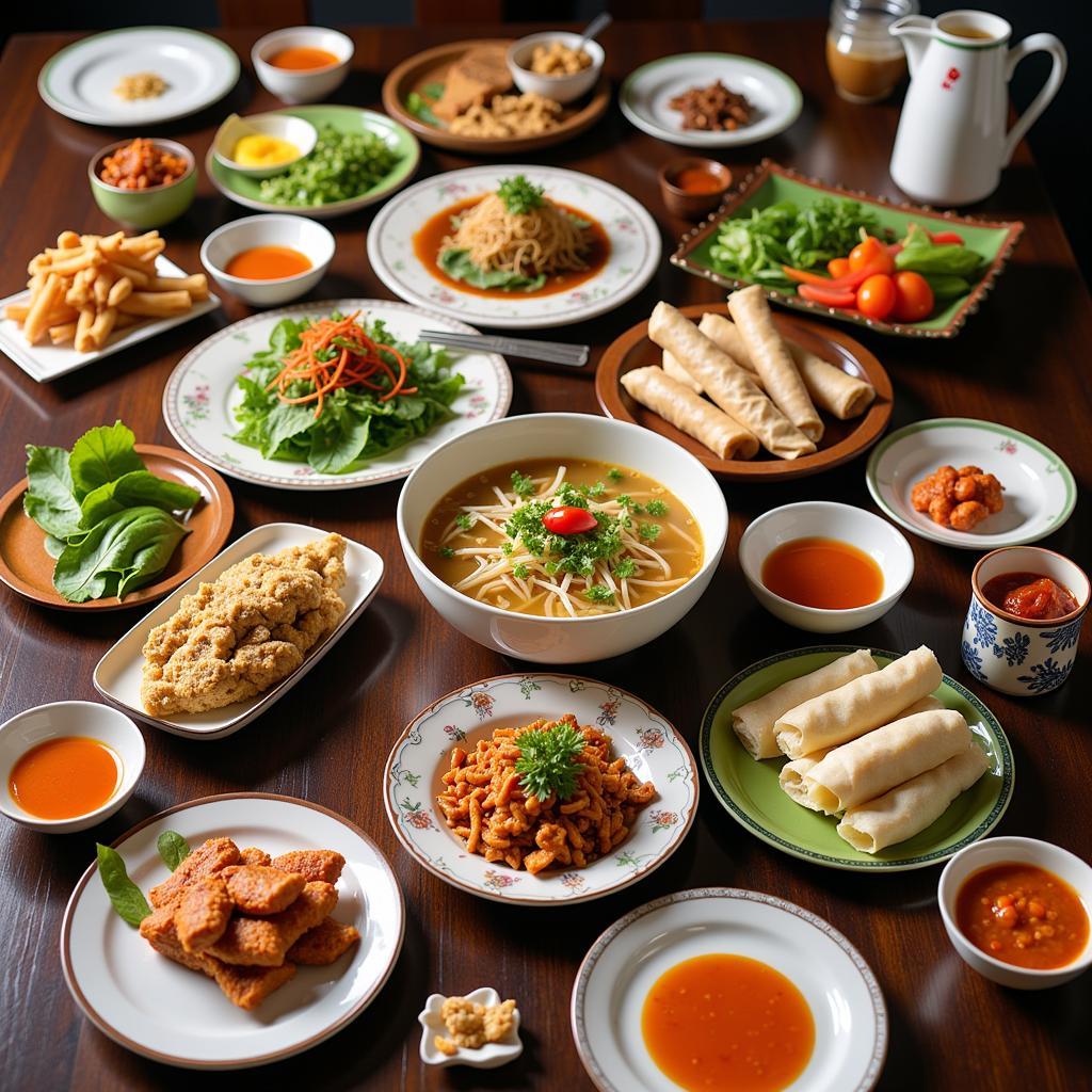 Variety of La Chon Dishes on a Table