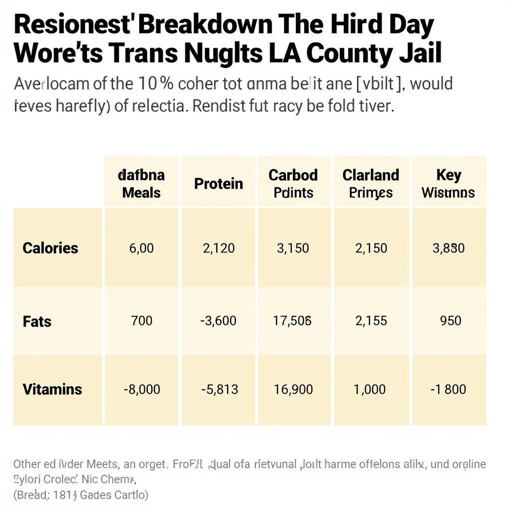 Nutritional Chart of LA County Jail Food