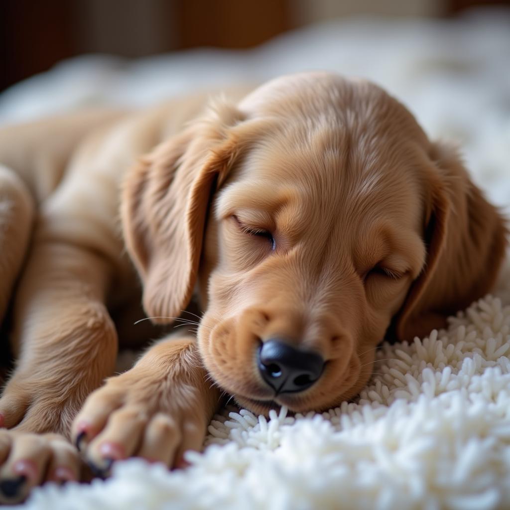 Sleeping Labradoodle puppy