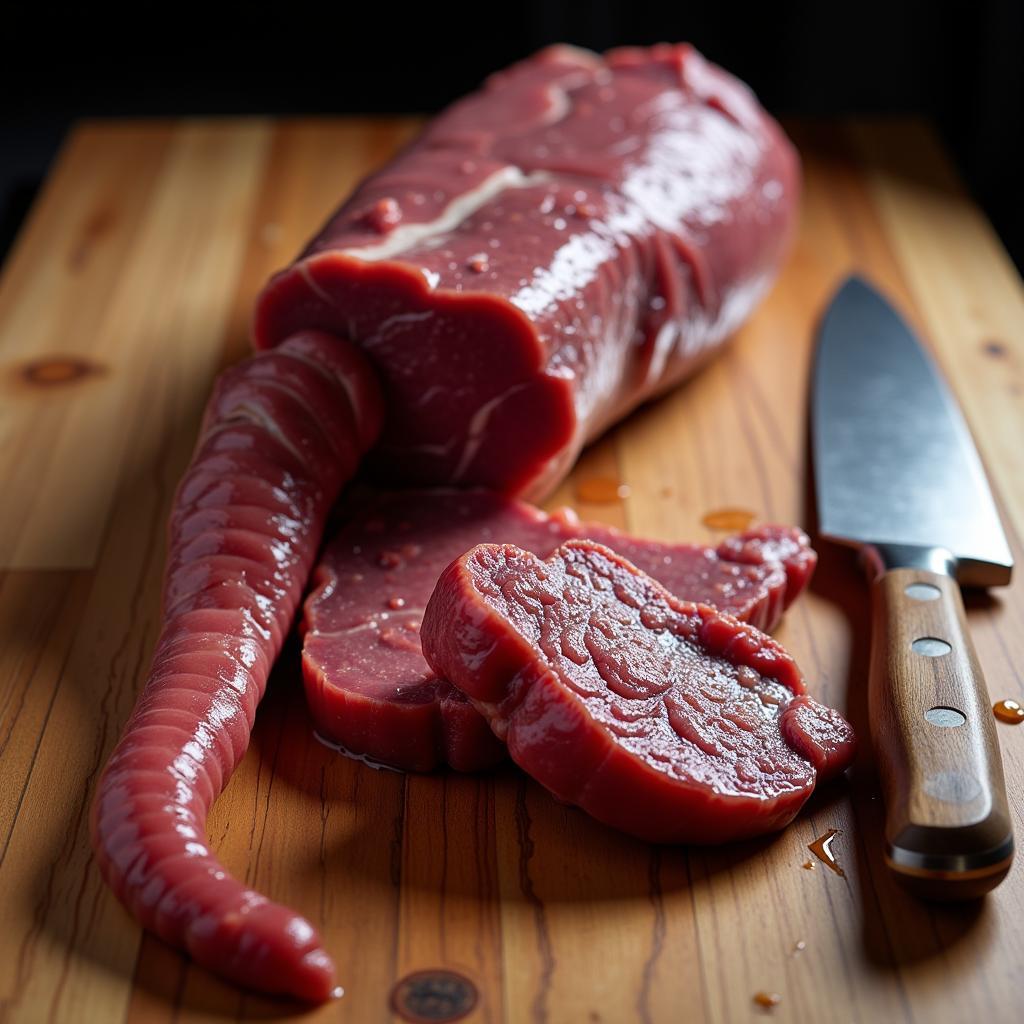 Lagarto Beef Cut on a Butcher's Block