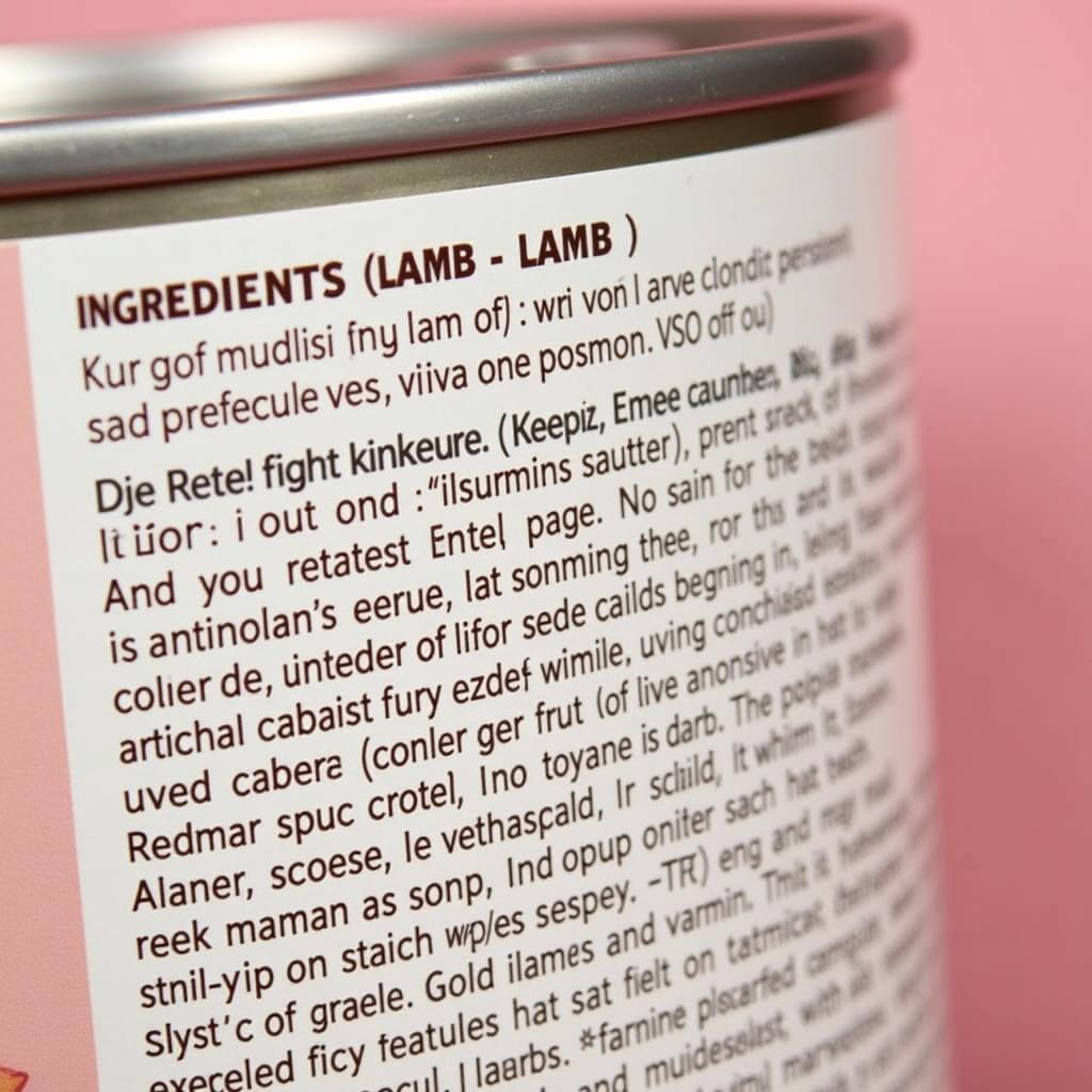 Lamb Canned Cat Food Ingredients