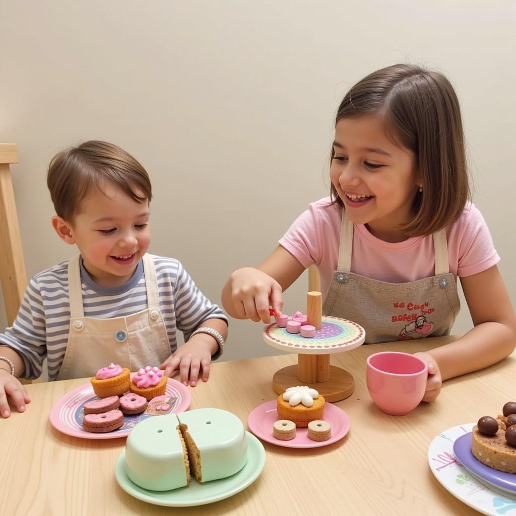 Child Playing with Land of Nod Play Food Bakery Set