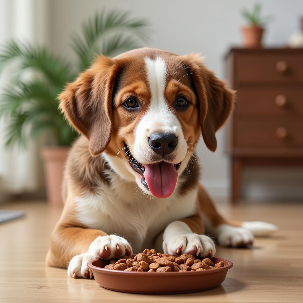 Large Breed Puppy Eating Victor Food