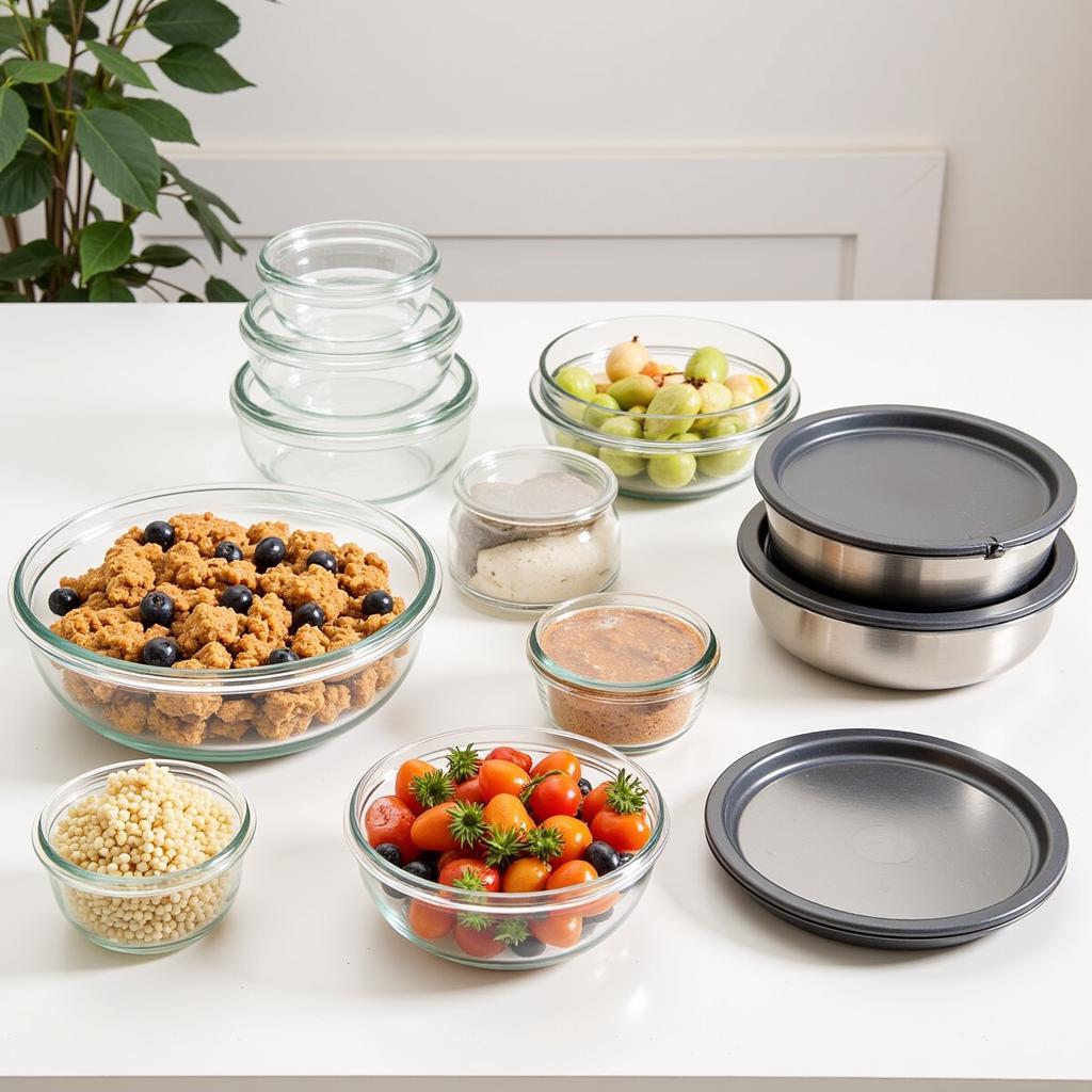 Various large round food containers showcasing different materials and sizes.