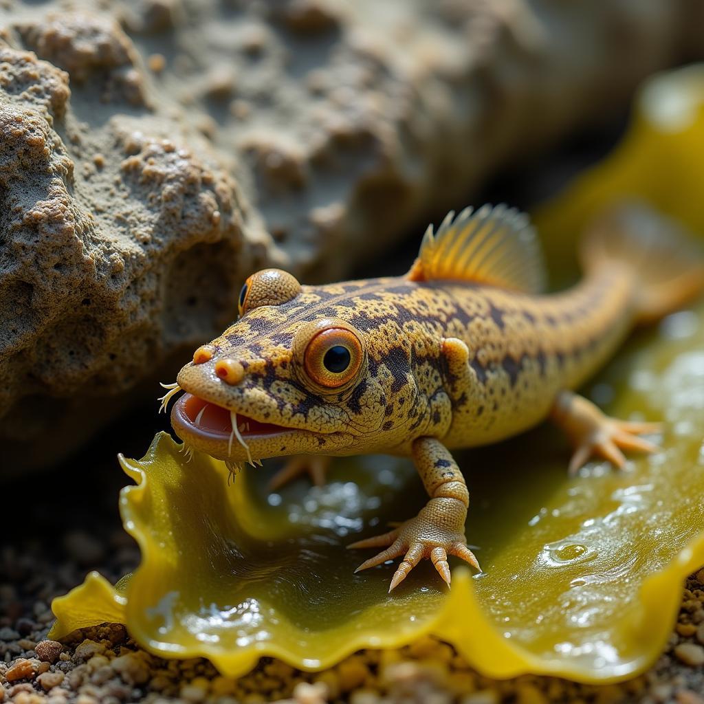 Lawnmower Blenny Eating Algae Sheet